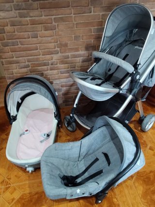 Carro de bebé 3 piezas gris