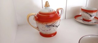 Juego de té japonés porcelana dragón.  Elegante