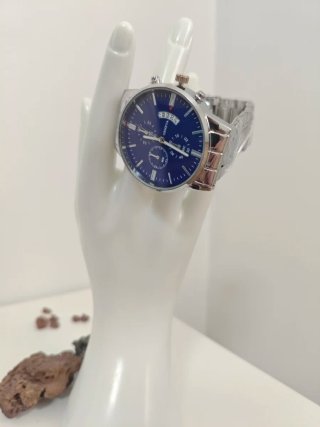 Reloj Geneva Hombre Esfera Azul Correa Plateada