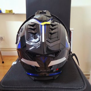 Casco Moto Explorer Carbono Advanture Azul Negro