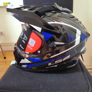 Casco Moto Explorer Carbono Advanture Azul Negro
