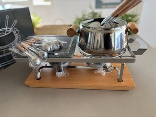 Set Fondue Inox con Piedra Sin Estrenar