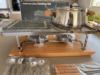 Set Fondue Inox con Piedra Sin Estrenar