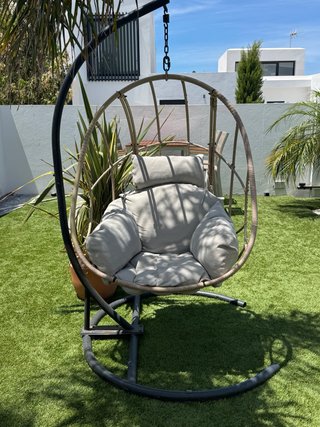 Sillón Colgante Jardín Beige/Gris