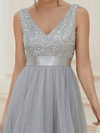 Vestido de fiesta Ever-Pretty gris lentejuelas