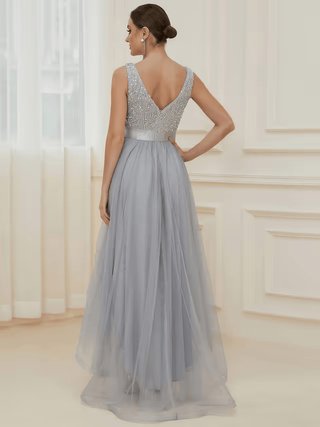 Vestido de fiesta Ever-Pretty gris lentejuelas