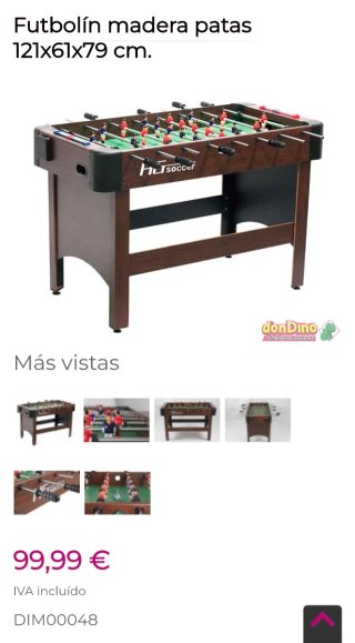 Futbolín de madera 121x61x79 cm