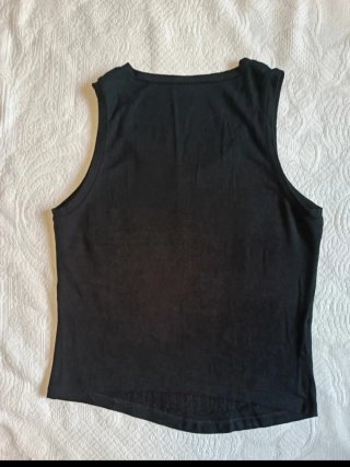 Canotta donna nera con paillettes oro