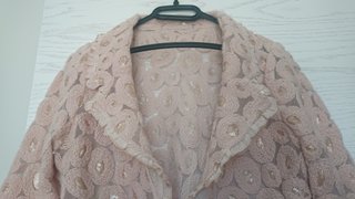 Abrigo rosa tul lentejuelas