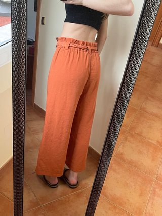 Pantalón fluido naranja talle alto