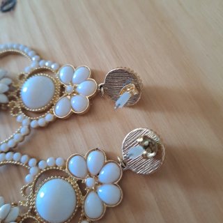 Pendientes Flamenca Feria Dorados y Blancos