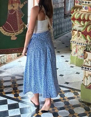 Falda midi Shein floral azul S