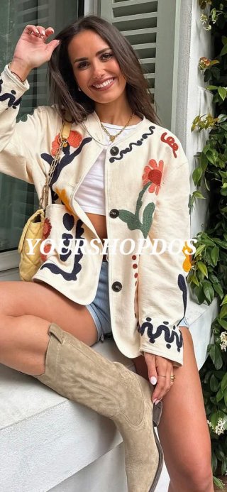 Chaqueta bordada flores Talla M