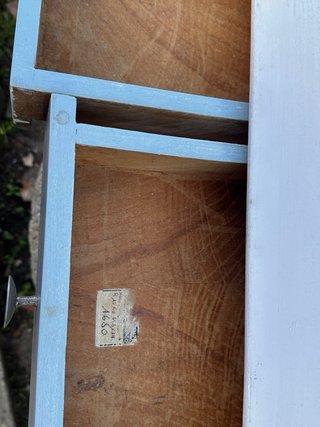 Mesilla auxiliar vintage azul y blanco
