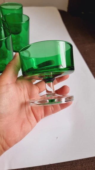 Set 10 copas cristal verde vintage