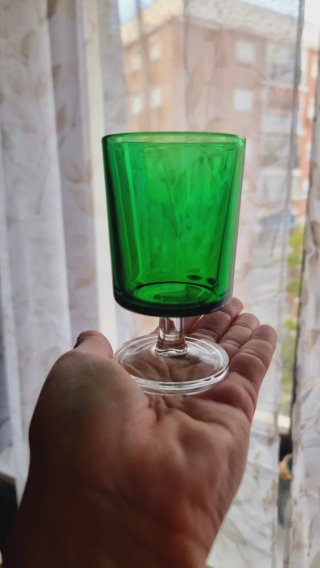 Set 10 copas cristal verde vintage