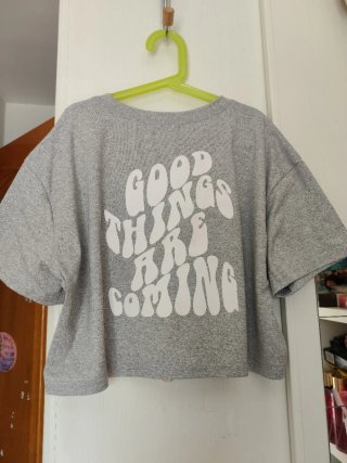 Camiseta corta gris texto parte trasera Talla M/38