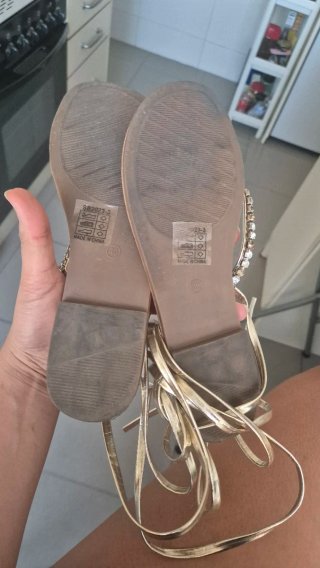 Sandalias Diva Talla 40 Piedras Doradas