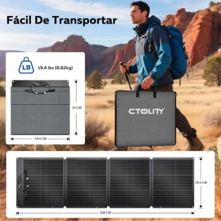 Placa Solar Maletín 200W CTOLITY SPC200 ETFE Nueva