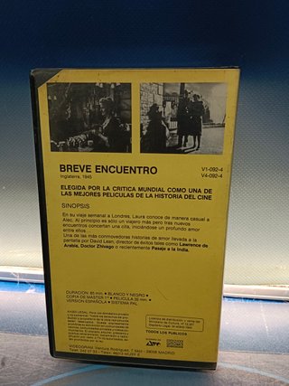 pelicula en VHS, BREVE ENCUENTRO, videogram