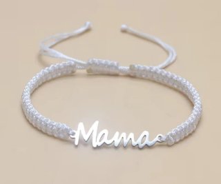 Pulsera Mama Plata y Blanco Nueva