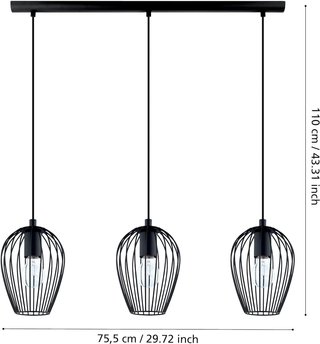 Lámpara Techo Industrial Eglo Newtown 3 Luces