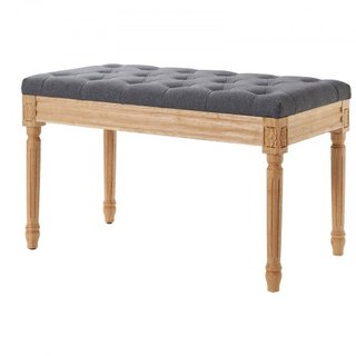 Banco Tapizado, Banco Ottoman de 16" de Ancho, Banco al Final de la Cama con Cojín de Espuma y Patas de Madera de Caucho, Taburete Acolchado para Entrada, Banco para Comedor, Sala de Estar, Dormit...