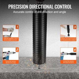 Broca de Núcleo, Brocas de Núcleo de Diamante Húmedas/Secas de 6.3 cm para Ladrillo y Bloque, Broca de Núcleo de Concreto con Adaptador de Broca Piloto y Hoja de Serrar, Profundidad de Perforación...