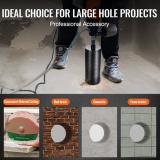 Broca de Núcleo, Brocas de Núcleo de Diamante Húmedas/Secas de 10.8 cm para Ladrillo y Bloque, Broca de Núcleo de Concreto con Adaptador de Broca Piloto y Hoja de Serrar, Profundidad de Perforació...