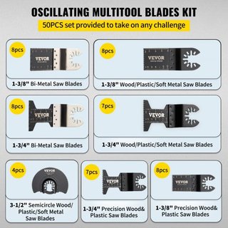 50 PCS Cuchillas de Sierra Oscilante, Kit de Cuchillas Multiherramienta de Liberación Rápida, Cuchillas HCS para Madera, Plástico, Metal, Clavos, Tornillos, Compatible con Dewalt Dremel Fein Worx ...