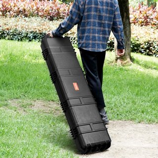 Funda para Rifle, Funda Dura para Rifle con 3 Capas de Espumas Totalmente Protectores, Funda Dura con Cerradura de 138 cm con Ruedas, Impermeable IP67 y a Prueba de Aplastamiento, para Dos Rifles ...