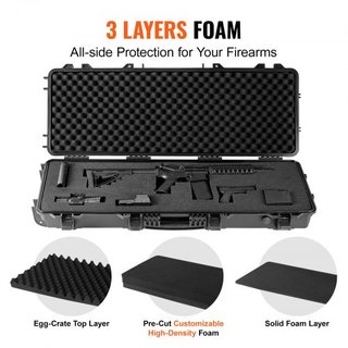Funda para Rifle, Funda Dura para Rifle con 3 Capas de Espumas Totalmente Protectores, Funda Dura con Cerradura de 109 cm con Ruedas, Impermeable IP67 y a Prueba de Aplastamiento, para Dos Rifles ...