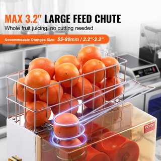 Máquina Exprimidora de Naranjas Comercial, Extractor de Jugo Automático de 120W, Exprimidor de Naranjas de Acero Inoxidable para 20 Naranjas por Minuto, con Caja de Filtro Extraíble, Cubierta de P...