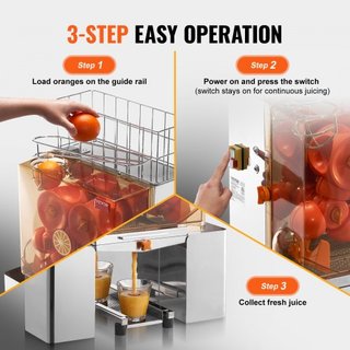 Máquina Exprimidora de Naranjas Comercial, Extractor de Jugo Automático de 120W, Exprimidor de Naranjas de Acero Inoxidable para 20 Naranjas por Minuto, con Caja de Filtro Extraíble, Cubierta de P...