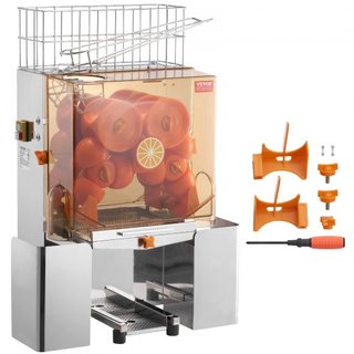 Máquina Exprimidora de Naranjas Comercial, Extractor de Jugo Automático de 120W, Exprimidor de Naranjas de Acero Inoxidable para 20 Naranjas por Minuto, con Caja de Filtro Extraíble, Cubierta de P...