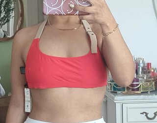 Bañador bikini Parfois rojo y beige