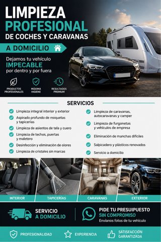 LIMPIEZA PROFESIONAL DE COCHES Y CARAVANAS A DOMIC