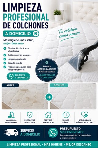 LIMPIEZA PROFESIONAL DE COLCHONES A DOMICILIO