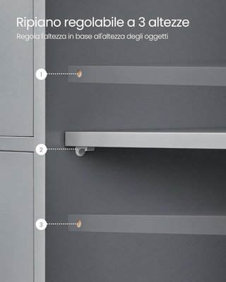 Mobile da Bagno, Mobile per Bagno Stretto, Organizzatore, Cassettiera, Con 4 Cassetti, Porta, Ripiano Regolabile, 30 X 55 X 82 Cm, Grigio Tortora