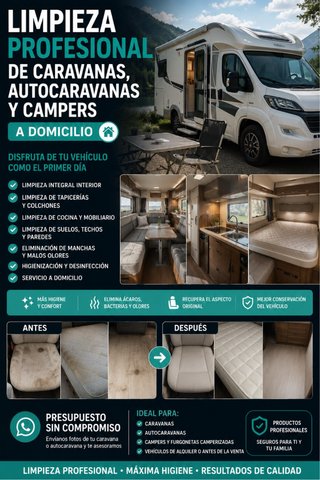 LIMPIEZA PROFESIONAL DE CARAVANAS, CAMPERS
