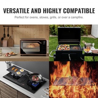 Reversible Grill/Griddle, 9.7"x16.7" Sartén de Hierro Fundido Pre-Sazonada, Sartén Rectangular para Doble Quemador, Sartén Familiar Antiadherente con Mangos, Placa Superior Plana para BBQ, Parrill...