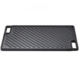 Reversible Grill/Griddle, 9.7"x16.7" Sartén de Hierro Fundido Pre-Sazonada, Sartén Rectangular para Doble Quemador, Sartén Familiar Antiadherente con Mangos, Placa Superior Plana para BBQ, Parrill...