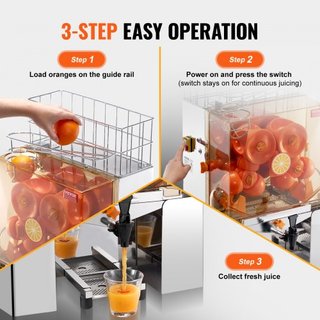 Máquina Exprimidora de Naranjas Comercial, Extractor de Jugo Automático de 120W con Grifo de Agua, Exprimidor de Naranjas de Acero Inoxidable 20 Naranjas/Minuto, con Caja de Filtro Extraíble, Cubi...