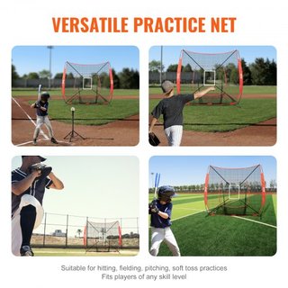 Red de práctica de béisbol y softbol de 7x7 pies, red de entrenamiento portátil para bateo, atrapada y lanzamiento, equipo de entrenamiento de béisbol con zona de strike (solo red)
