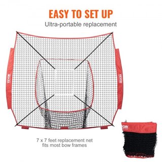 Red de práctica de béisbol y softbol de 7x7 pies, red de entrenamiento portátil para bateo, atrapada y lanzamiento, equipo de entrenamiento de béisbol con zona de strike (solo red)
