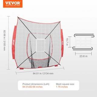 Red de práctica de béisbol y softbol de 7x7 pies, red de entrenamiento portátil para bateo, atrapada y lanzamiento, equipo de entrenamiento de béisbol con zona de strike (solo red)
