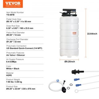 Extractor de Fluidos, 4 Galones (15 Litros), Cambiador de Aceite Neumático/Manual, Extractor de Fluidos por Vacío con Varilla de Medición y Manguera de Succión, Bomba de Cambio de Aceite para Evac...