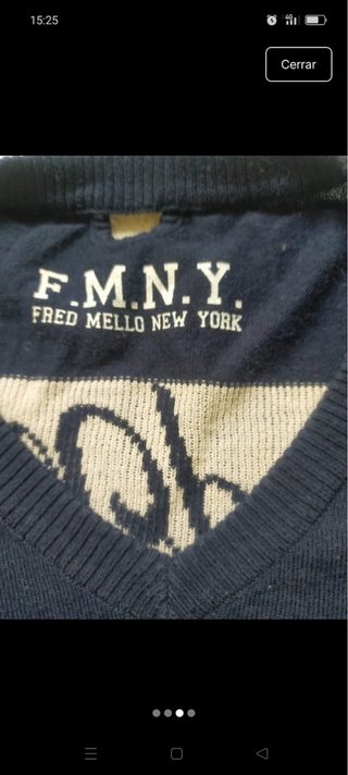 Jersey Fred Mello cuello pico azul Talla L