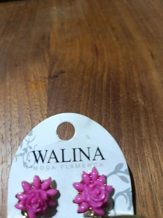Pendientes Flamenca Flores Rosas Dorados