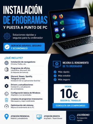 Instalación de programas y puesta a punto de PC